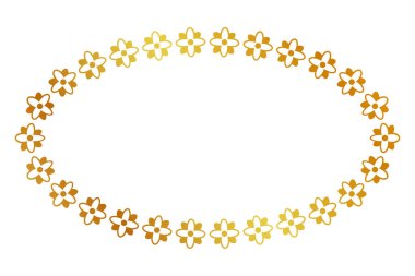 Çerçeve altın çiçek oval, basit vektör beyaz üzerinde izole