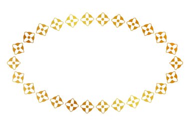 Çerçeve altın çiçek oval, basit vektör beyaz üzerinde izole