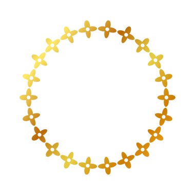 Çerçeve altın çiçek çemberi, beyaz üzerinde izole basit vektör