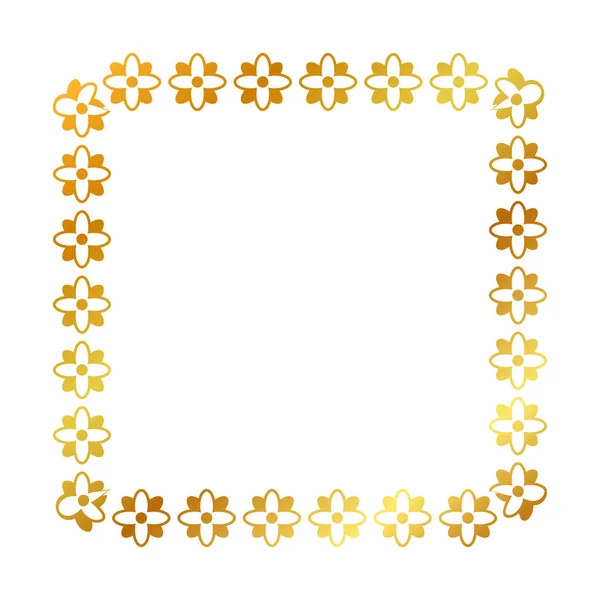 フレーム金の黄金の花の正方形 白で隔離された単純なベクトル — ストックベクタ