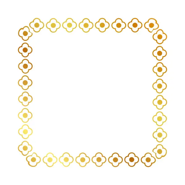 Рамка Золотой Цветок Квадрат Простой Вектор Изолирован Белом — стоковый вектор