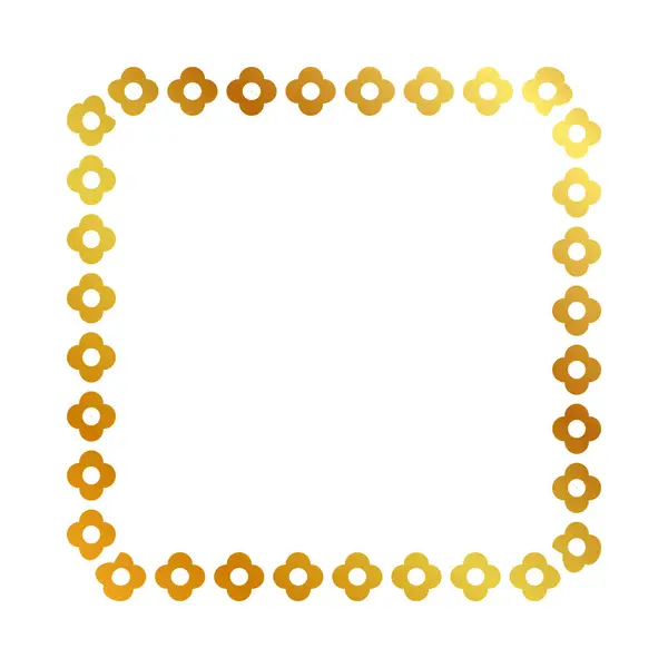 Рамка Золота Золота Квітка Квадрат Простий Вектор Ізольовано Білому — стоковий вектор