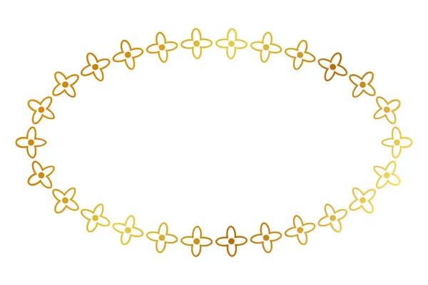 Рамка Золотой Цветок Овал Простой Вектор Изолирован Белом — стоковый вектор