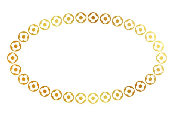 フレーム金の黄金の花の楕円形 白で隔離される単純なベクトル — ストックベクタ