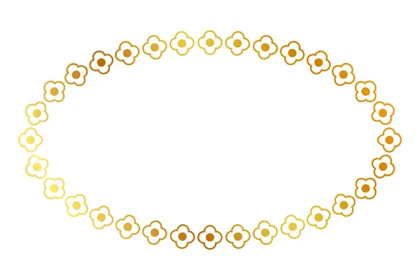 Cornice Oro Fiore Oro Ovale Semplice Vettore Isolato Bianco — Vettoriale Stock