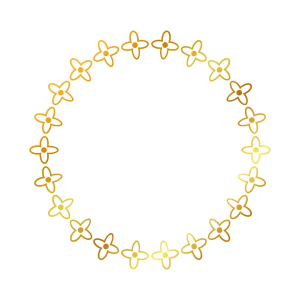Рамка Золотой Цветок Золотой Круг Простой Вектор Изолирован Белом — стоковый вектор