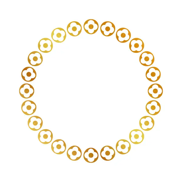 Ram Guld Gyllene Blomma Cirkel Enkel Vektor Isolerad Vit — Stock vektor