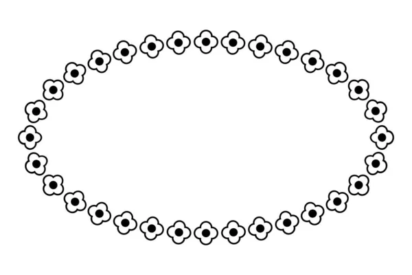 Рамка Чорна Квітка Овальна Простий Вектор Ізольовано Білому — стоковий вектор