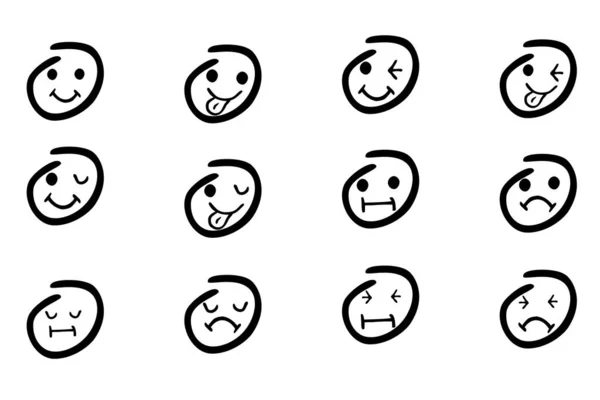 Einfache Vektor Handzeichnung Skizze Kreis Emotion Set — Stockvektor