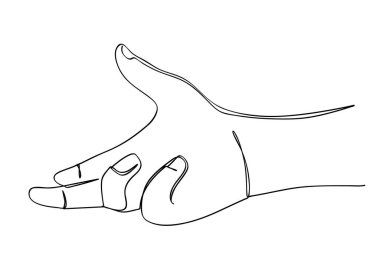 El ele tutuşmak veya bir şey almak, basit vektör sürekli çizgi sanatı