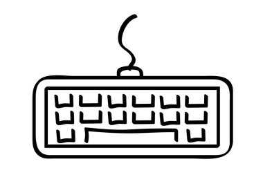 tel klavye, basit karalama el çizimi, siyah beyaz.