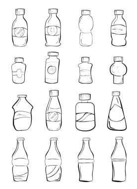meşrubat şişesi, basit el çizimi Doodle çizimi, set 16