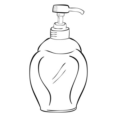 sıvı sabun, basit vektör el karalama çizimi 
