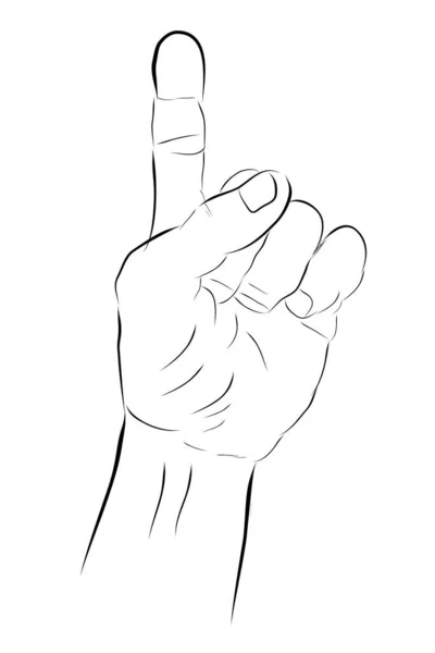One Gesture Vector Hand Draw Sketch Doodle Man Hand — Stock Vector