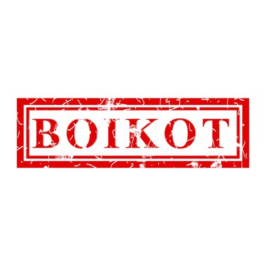 Boikot, Endonezya dilinde boykot, basit vektör çizimi kirli kırmızı dikdörtgen vektör kauçuk pul etkisi