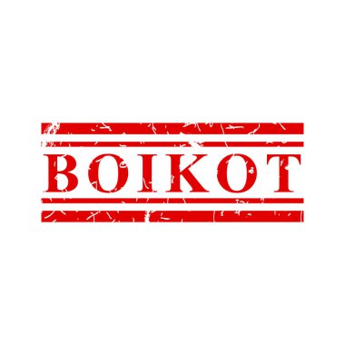 Boikot, Endonezya dilinde boykot, basit vektör çizimi kirli kırmızı dikdörtgen vektör kauçuk pul etkisi