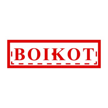 Boikot, Endonezya dilinde boykot, basit vektör kırmızı dikdörtgen vektör lastik pul etkisi