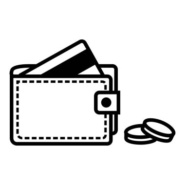 erkek cüzdanı ve banka kartı ya da kredi kartı, beyaz üzerinde izole edilmiş basit vektör