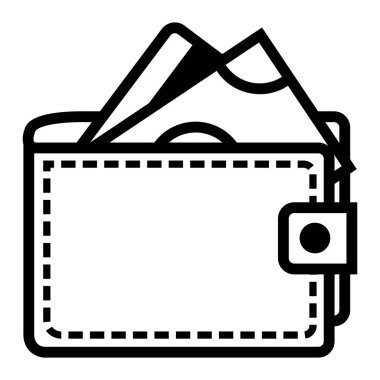 Erkek cüzdanı ve para, beyaz üzerine izole edilmiş basit vektör.