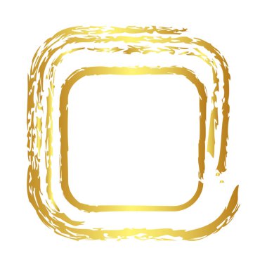 Kare altın boya kalemi basit bir çizim, beyaz üzerine izole edilmiş.