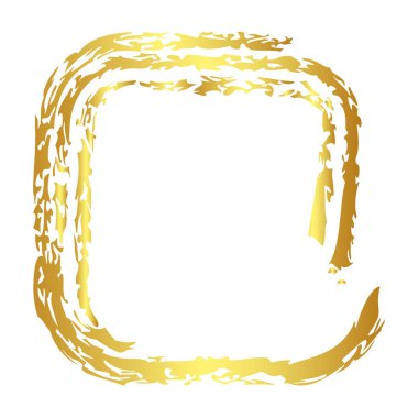 Kare altın boya kalemi basit bir çizim, beyaz üzerine izole edilmiş.