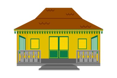 old wooden betawi or batavia or jakarta house with gigi balang clipart