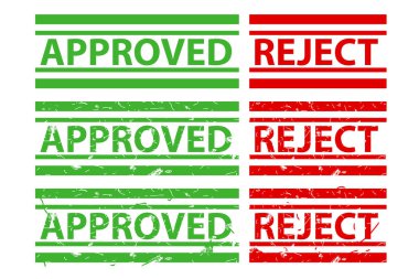 Yeşil ve Kırmızı Rejec, dikdörtgen vektör kauçuk damga efekti