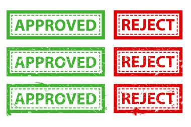 Yeşil ve Kırmızı Rejec, dikdörtgen vektör kauçuk damga efekti