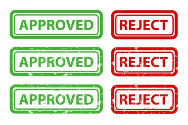 Yeşil ve Kırmızı Rejec, dikdörtgen vektör kauçuk damga efekti