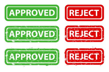 Yeşil ve Kırmızı Rejec, dikdörtgen vektör kauçuk damga efekti