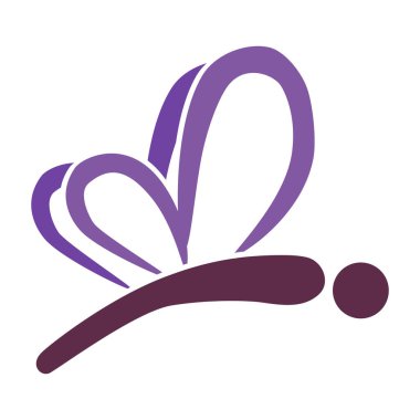 Mor Siluet Dragonfly, Minimalist El Çizimi Taslak Vektör Çizimi