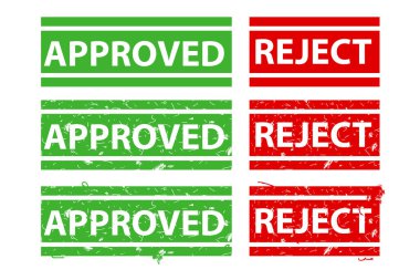 Yeşil ve Kırmızı Rejec, dikdörtgen vektör kauçuk damga efekti