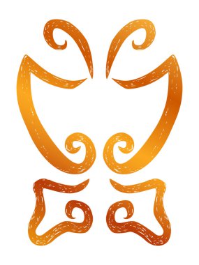 Kelebek, altın sarısı basit vektör el çizimi