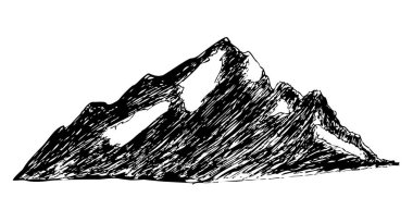 dağ, basit vektör el beyaz siyah çizim