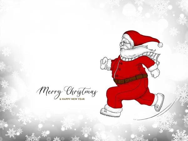 Joyeux Noël Fête Carte Célébration Avec Santa Claus Vecteur — Image vectorielle