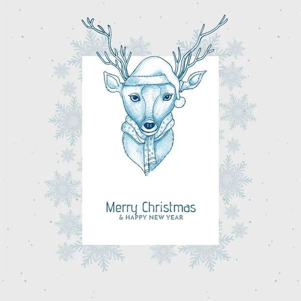 stock vector Beautiful Merry Christmas festival card with reindeer design vector