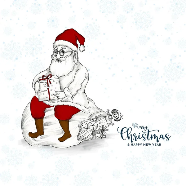 Frohe Weihnachten Festival Gruß Hintergrund Mit Santa Claus Vektor — Stockvektor