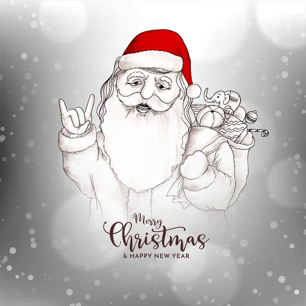 Feliz Natal Festival Fundo Bokeh Brilhante Com Vetor Papai Noel — Vetor de Stock
