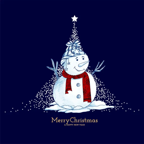 Joyeux Noël Festival Fond Bleu Avec Vecteur Conception Homme Neige — Image vectorielle