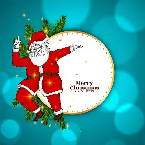 Merry Christmas Festival Blue Bokeh Modern Background Santa Claus Vector — Stock Vector