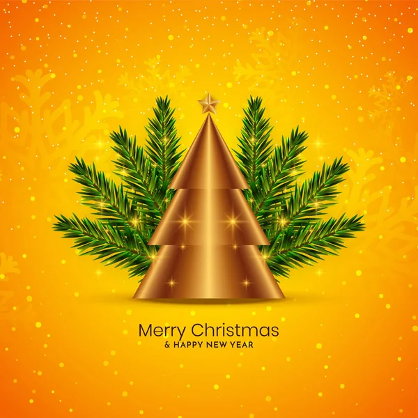 Καλά Χριστούγεννα Φεστιβάλ Φωτεινό Κίτρινο Φόντο Σχεδιασμό Διάνυσμα — Διανυσματικό Αρχείο