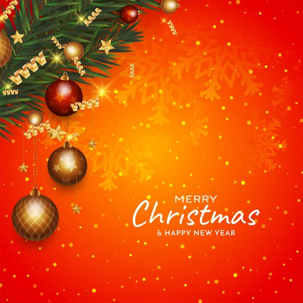 Vrolijk Kerstfeest Mooie Rode Decoratieve Achtergrond Ontwerp Vector — Stockvector