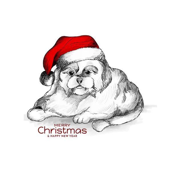 Tatlı Köpek Tasarım Vektörüyle Mutlu Noeller — Stok Vektör