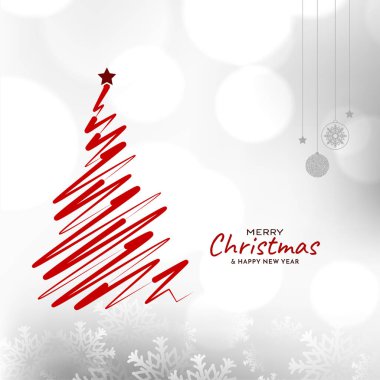 Çizgili Noel ağacı tasarım vektörlü Mutlu Noeller festivali kartı