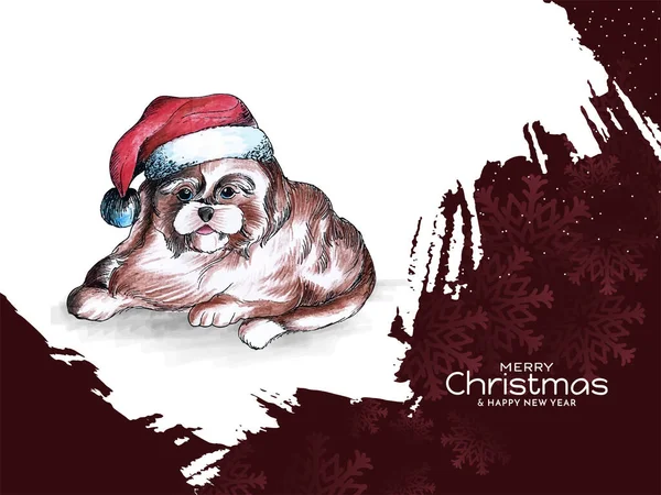 Joyeux Fond Festival Noël Avec Beau Vecteur Conception Chien — Image vectorielle