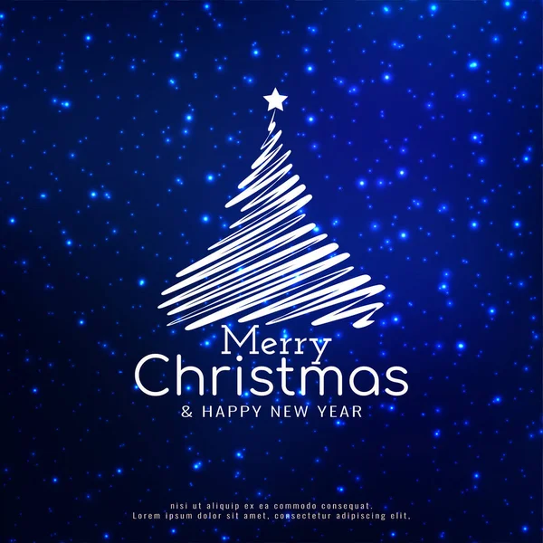 メリークリスマスフェスティバル青の背景とともにクリスマスツリーデザインベクトル — ストックベクタ