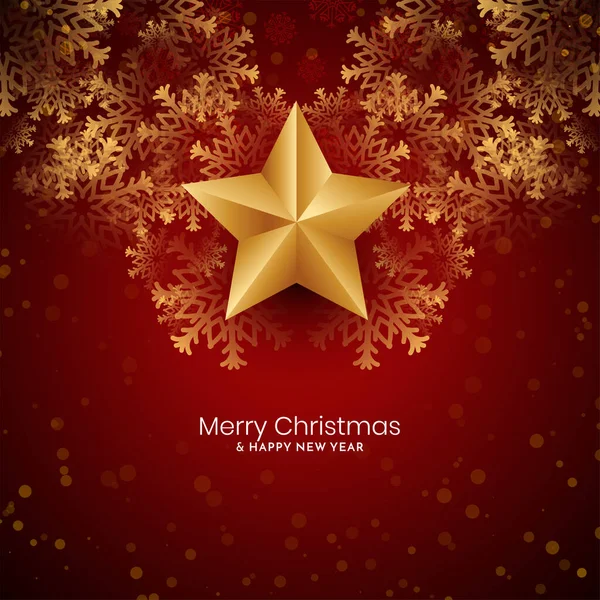 メリークリスマス祭り黄金の星のデザインベクトルと赤の背景 — ストックベクタ
