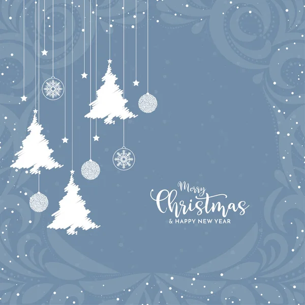 Merry Christmas Festival Soft Blue Greeting Background Design Vector — Stock Vector