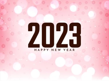 Mutlu yıllar 2023 Pembe Bokeh arkaplan tasarım vektörü