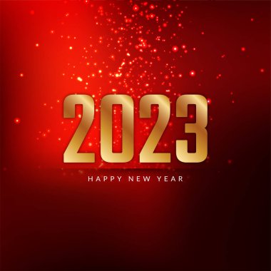 Mutlu yıllar 2023 Parlak kırmızı arkaplan tasarım vektörü